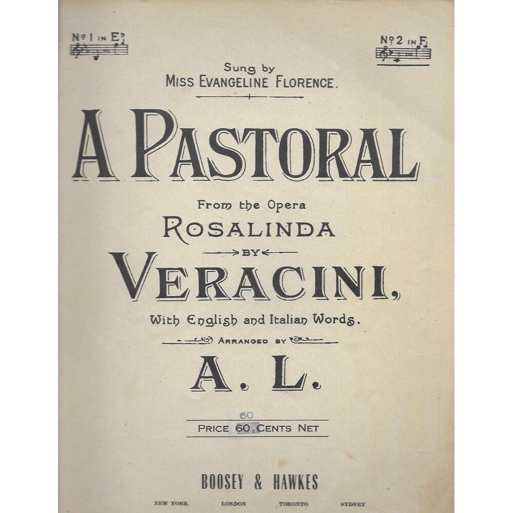 A Pastoral Veracini 1923 Boosey & Hawkes Opera Rosalinda Sheet Music